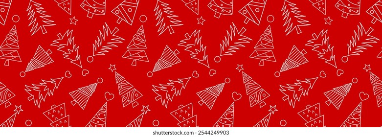 Patrón abstracto de la repetición del Vector del árbol de navidad rojo, diseño inconsútil del Anuncio, diseño festivo de la impresión del día de fiesta
