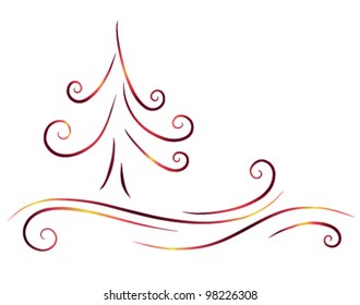 red christmas tree - vector illustration