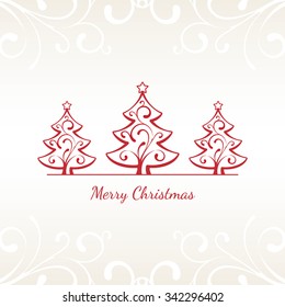 Red Christmas Trees with Greetings