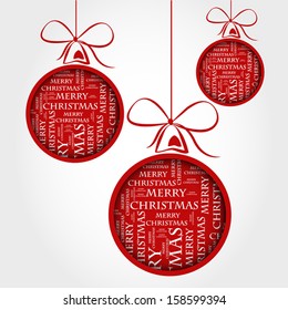red christmas typographic balls. christmas concept