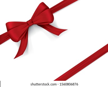 Red Christmas or Valentines day present with red shiny ribbon bow