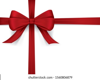 Red Christmas or Valentines day present with red shiny ribbon bow