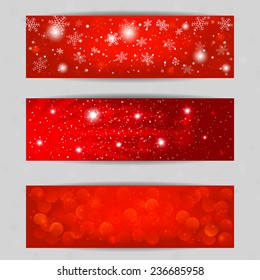 Red Christmas vector banners 400 x 120 size, design for Your website or advertising.