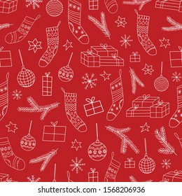 Red Christmas vector repeat pattern. One of my Christmas collection patterns. 