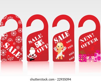 red christmas vector sale tag set of four