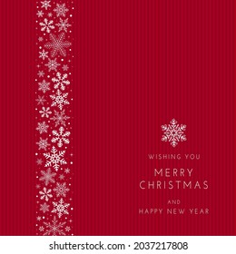 Red Christmas winter greeting background, with snowflakes. Vector EPS 10.