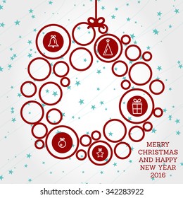 red christmas wreath with circles. christmas concept