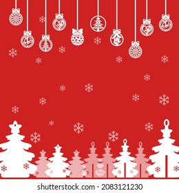 Red Christmass background with flat decorations