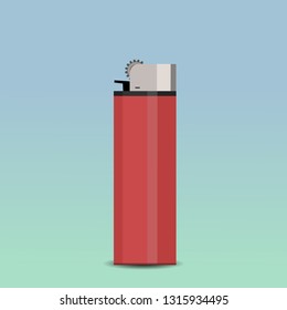 
Red cigarette lighter without a flame on a light background