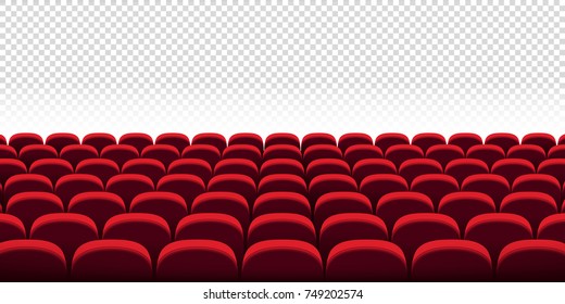 Red cinema seats. Vector realistic illustration on transparent background. 