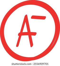 Red Circle A- Grade Symbol for Education and Achievement