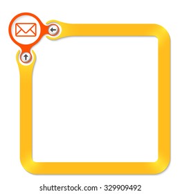 Red circle with arrow and yellow frame for your text