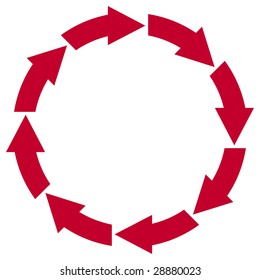 Red circle arrows with white background