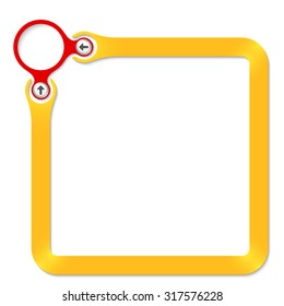 Red circle with arrows with yellow frame for your text
