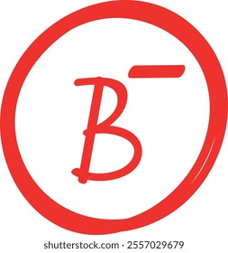 Red Circle B- Grade Symbol for Education and Achievement
