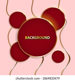 red circle background with gold outline for greeting card or cover