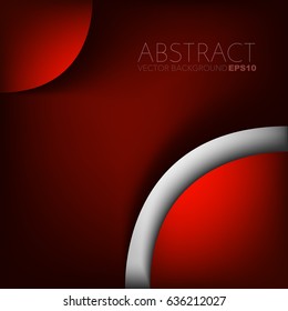 Red circle background with silver line curve on dark space for text design