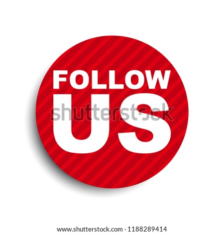 red circle banner element follow us