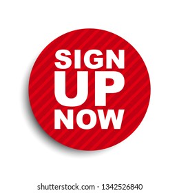 red circle banner element sign up now