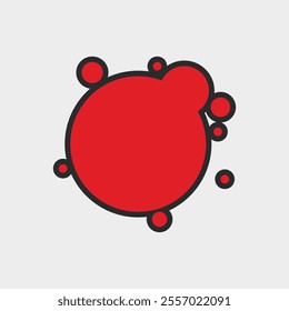 red circle banner with outline in flat vector design.