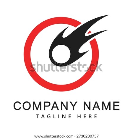 Red circle with black flame logo template for company branding icon