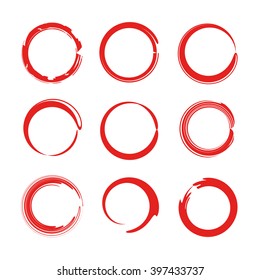 red circle brush lines