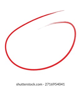 EPS-Vektor für Marker-Marker mit rotem Kreis-Pinsel. Handgezeichneter Malring, raue Tintenschleife mit Grunge-Textur, mutiges künstlerisches Hervorhebungselement für Hervorhebung, Anmerkung, Grafikdesign und kreatives Branding