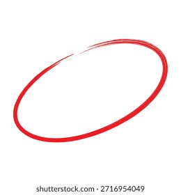 Rojo Círculo Cepillo Marcador de trazo Highlighter EPS Vector. Anillo de pintura dibujado a mano, Bucle de tinta en bruto con textura grunge, elemento de énfasis artístico audaz para resaltar, anotación, Diseño gráfico y marca creativa