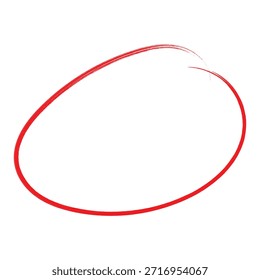 EPS-Vektor für Marker-Marker mit rotem Kreis-Pinsel. Handgezeichneter Malring, raue Tintenschleife mit Grunge-Textur, mutiges künstlerisches Hervorhebungselement für Hervorhebung, Anmerkung, Grafikdesign und kreatives Branding