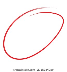 EPS-Vektor für Marker-Marker mit rotem Kreis-Pinsel. Handgezeichneter Malring, raue Tintenschleife mit Grunge-Textur, mutiges künstlerisches Hervorhebungselement für Hervorhebung, Anmerkung, Grafikdesign und kreatives Branding