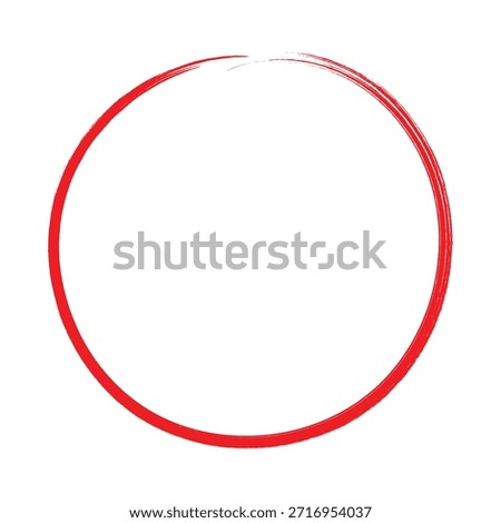 Red Circle Brush Stroke Marker Highlighter EPS Vector. Hand Drawn Paint Ring, Rough Ink Loop with Grunge Texture, Bold Artistic Emphasis Element for Highlighting, Annotation, Graphic Design and Creative Branding