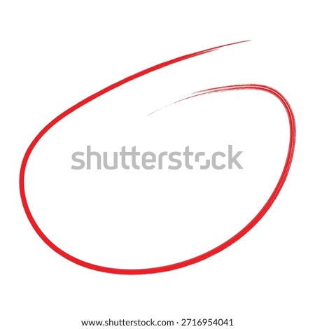 Red Circle Brush Stroke Marker Highlighter EPS Vector. Hand Drawn Paint Ring, Rough Ink Loop with Grunge Texture, Bold Artistic Emphasis Element for Highlighting, Annotation, Graphic Design and Creative Branding