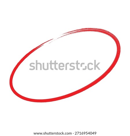 Red Circle Brush Stroke Marker Highlighter EPS Vector. Hand Drawn Paint Ring, Rough Ink Loop with Grunge Texture, Bold Artistic Emphasis Element for Highlighting, Annotation, Graphic Design and Creative Branding