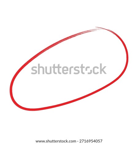Red Circle Brush Stroke Marker Highlighter EPS Vector. Hand Drawn Paint Ring, Rough Ink Loop with Grunge Texture, Bold Artistic Emphasis Element for Highlighting, Annotation, Graphic Design and Creative Branding