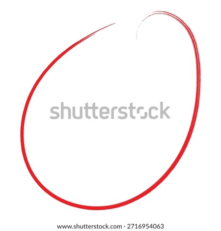 Red Circle Brush Stroke Marker Highlighter EPS Vector. Hand Drawn Paint Ring, Rough Ink Loop with Grunge Texture, Bold Artistic Emphasis Element for Highlighting, Annotation, Graphic Design and Creative Branding