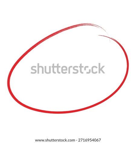 Red Circle Brush Stroke Marker Highlighter EPS Vector. Hand Drawn Paint Ring, Rough Ink Loop with Grunge Texture, Bold Artistic Emphasis Element for Highlighting, Annotation, Graphic Design and Creative Branding