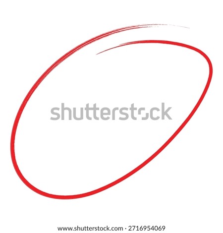 Red Circle Brush Stroke Marker Highlighter EPS Vector. Hand Drawn Paint Ring, Rough Ink Loop with Grunge Texture, Bold Artistic Emphasis Element for Highlighting, Annotation, Graphic Design and Creative Branding