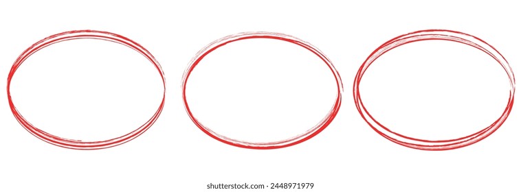 Red circle brush stroke vector isolated on white background. Red circle brush stroke. For stamp, seal, ink and paintbrush design template. Grunge hand drawn circle shape, vector Illustration.