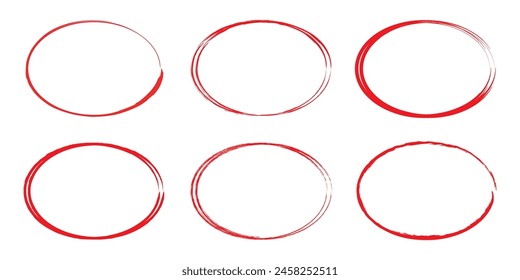 Red circle brush stroke vector isolated on white background. Red circle brush stroke. For stamp, seal, ink and paintbrush design template. Grunge hand