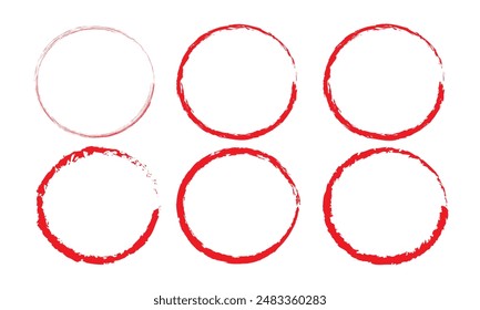 Roter Kreis Pinselstrich. Vektorillustration. Handpinsel Enso Circle Vektorgrafik Design. Chinesisches meditatives Symbol. Originelles und Trend Logo Design