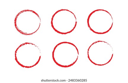 Red Circle Brush Stroke. Vector Illustration. Hand Paint Brush Enso Circle Vector Design. Chinese Meditative Symbol Emblem. Original and Trend Logo Design