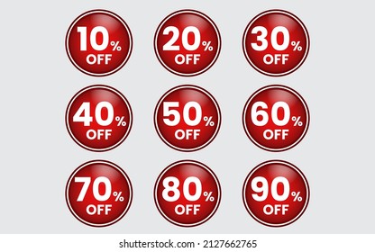 red circle button discount offer for promotion and others