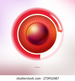 Red circle button with  loading bar. Vector illustration. Hot loader, enter, timer concept.