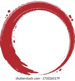 Red circle by wrote with brush.