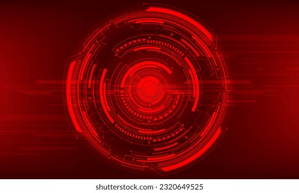 Red circle circuit HUD futuristic technology energy power computer ultramodern design creative vector illustration.