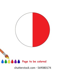 The Red Circle, the coloring book to educate preschool kids with easy gaming level, the kid educational game to color the colorless half by sample.
