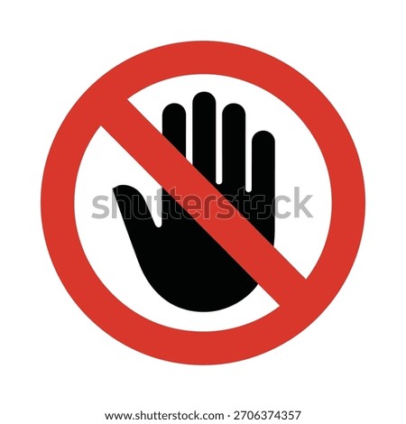 Red circle with diagonal line and black hand symbol