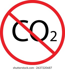 A red circle with a diagonal line crossing out CO2, meaning no carbon dioxide allowed
