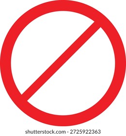 Círculo rojo con símbolo de línea diagonal que indica el signo de prohibición o restricción