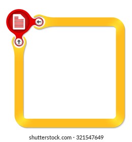 Red circle with document and yellow frame for your text